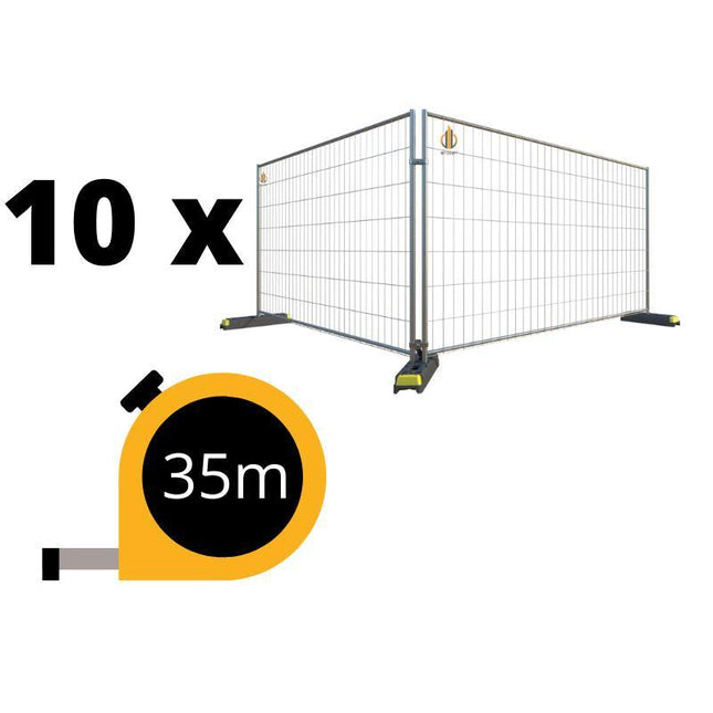 Paket: 10 x Bauzaun mit Füßen & Schellen Bauzaun BilligerBauzaun