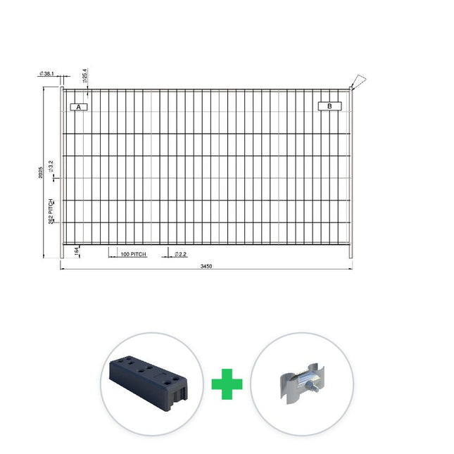 37,95 m Bauzaun | 11 Elemente | 3,45 x 2,00 m | inkl. Gummifuß & Schellen Handelsware (100000) BilligerBauzaun. 