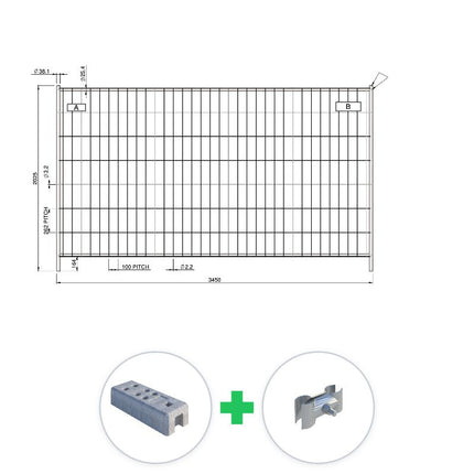 175 m Bauzaun Set | 50 Elemente 3,45 x 2,00 m | inkl. Betonfuß & Schellen Bauzaun Set BilligerBauzaun. 