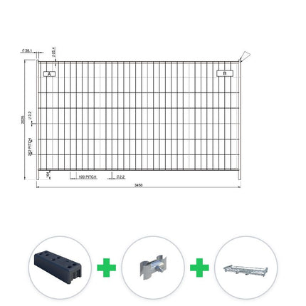 105 m Bauzaun Set | 30 Elemente 3,45 x 2,00 m | inkl. Gummifuß und Transportgestell Bauzaun Set BilligerBauzaun. 