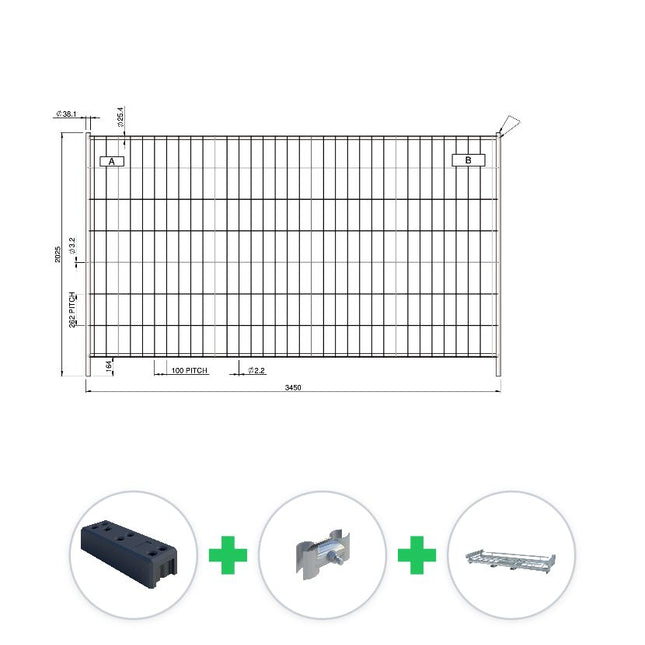 105 m Bauzaun Set | 30 Elemente 3,45 x 2,00 m | inkl. Gummifuß und Transportgestell Bauzaun Set BilligerBauzaun. 