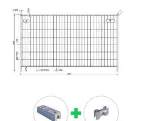 200 m Bauzaun Set | 58 Elemente 3,45 x 2,00 m | inkl. Betonfuß & Schellen Bauzaun Set BilligerBauzaun. 