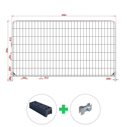 35 m Bauzaun Set | 10 Elemente 3,45 x 2,00 m | inkl. Gummifuß & Schellen Bauzaun Set BilligerBauzaun. 