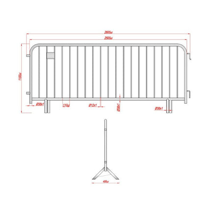 Absperrgitter Event 2,5 x 1,1m | Feuerverzinkt | B-Ware Absperrgitter B-Ware BilligerBauzaun. 