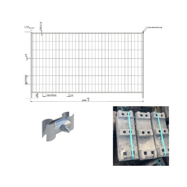 Bauzaun 35m (3,5x2,0m) / 10 Stück Mobilzaun Set - mit B-Ware füße 16,00kg Bauzaun BilligerBauzaun 