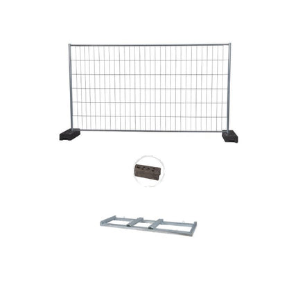 Bauzaun Set 26x 345x200 cm mit Schellen, Fuß & Palette wählbar Bauzaun BilligerBauzaun mit Gummi fuß 26 kg mit Transportgestell für 26 Zäune 