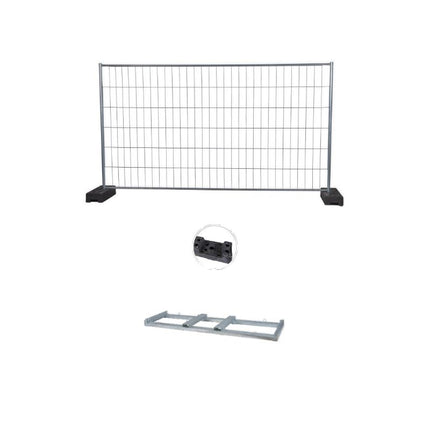 Bauzaun Set 26x 345x200 cm mit Schellen, Fuß & Palette wählbar Bauzaun BilligerBauzaun mit Gummi fuß 16kg mit Transportgestell für 26 Zäune 