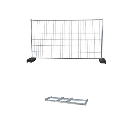 Bauzaun Set 26x 345x200 cm mit Schellen, Fuß & Palette wählbar Bauzaun BilligerBauzaun Ohne Fuß mit Transportgestell für 26 Zäune 