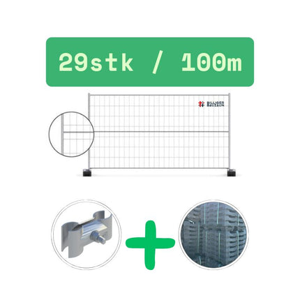 Bauzaun mit Horizontalstrebe 100m (3,5x2,0m) - BilligerBauzaun Sonderangebot Bauzaun mit Strebe BilligerBauzaun 