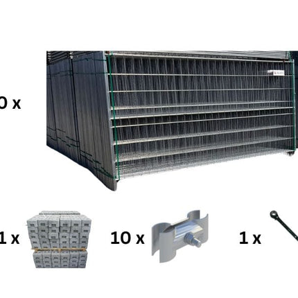 10er Set Bauzaun mit Horizontalstrebe 35m (3,5x2,0m) - BilligerBauzaun Sonderangebot Bauzaun mit Strebe BilligerBauzaun 