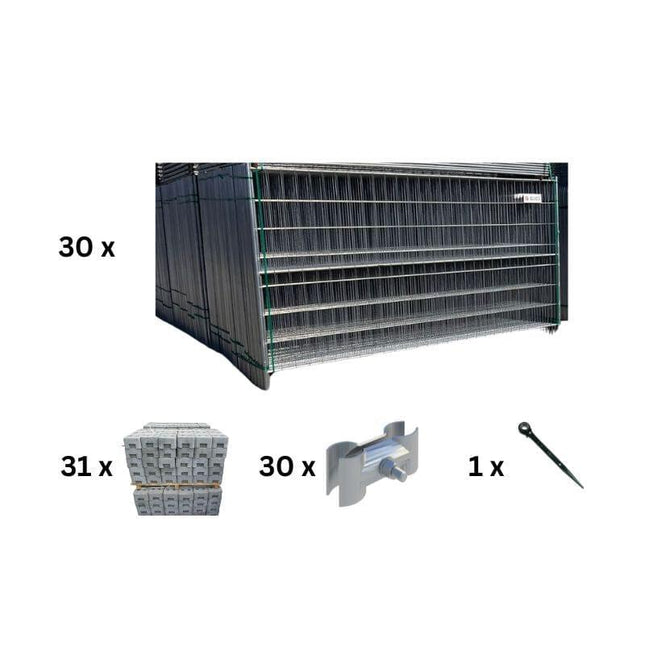 30er Set Bauzaun mit Horizontalstrebe 105m (3,5x2,0m) - BilligerBauzaun Sonderangebot Bauzaun mit Strebe BilligerBauzaun 