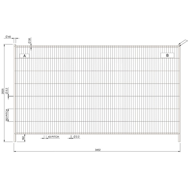 Bauzaun Engmaschig 3,45 x 2,00m (Anticlimb, High Security) Bauzaun Anticlimb BilligerBauzaun 