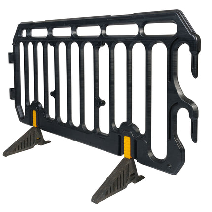 Schrankenzaun 200x110cm (Schwarz) + integrierte Füße Schrankenzaun HDPE BilligerBauzaun 