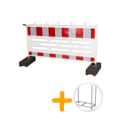 Schrankenzaun Komplettset | 20 Schrankenzäune RA1 + Transportpalette | Absperrtechnik Schrankenzaun HDPE RA1 BilligerBauzaun. 