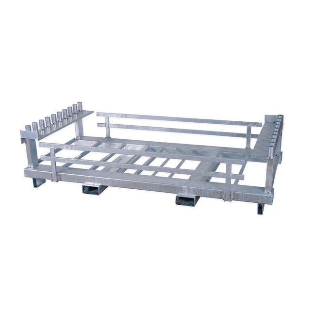 Transportpalette für 20 Schrankenzäune + 21 Fußplatten K1 Transport / Organisation BilligerBauzaun. 