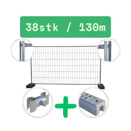 Bauzaun Rohr in Rohr Gepresst Light 345x200cm | Mobilzaun | 130m | 38 Elemente | Neu Bauzaun Set BilligerBauzaun. 