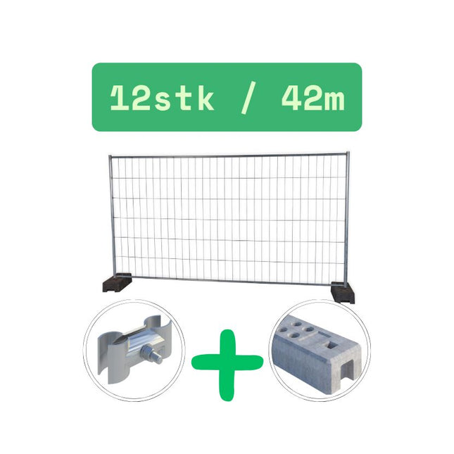 Bauzaun 345x200cm | Mobilzaun | 40m | 12 Elemente | Neu Bauzaun Set BilligerBauzaun. 