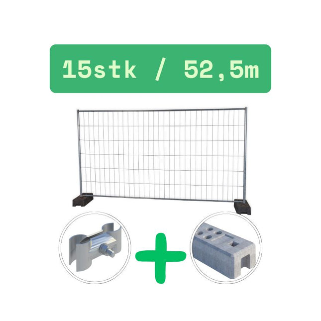 Bauzaun 345x200cm | Mobilzaun | 52,5m | 15 Elemente | Neu Bauzaun Set BilligerBauzaun. 