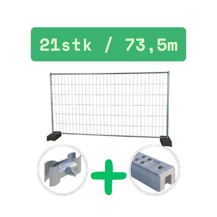 73,5 m Bauzaun Standard | 21 Elemente 3,5 x 2,0 m inkl. Füße & Schellen Bauzaun Set BilligerBauzaun. 