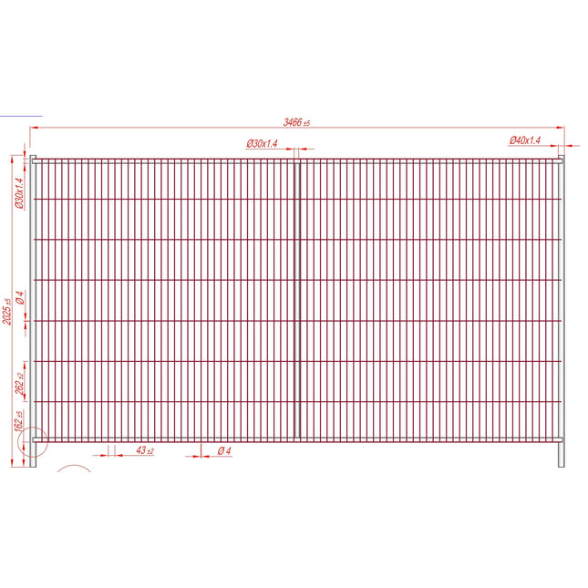 Bauzaun Feuerverzinkt mit Strebe 345x200cm (Profi Power) Bauzaun Anticlimb BilligerBauzaun 